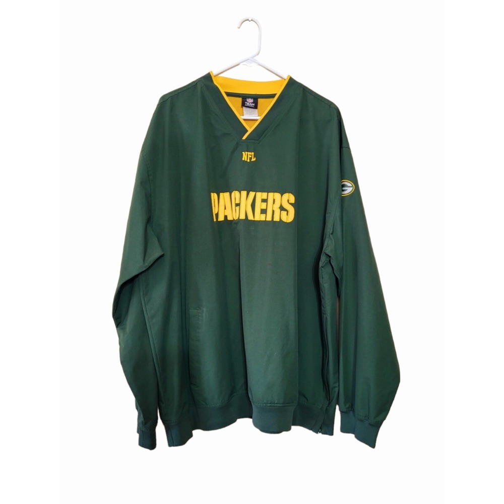 Green Bay Packer Men's XXL PullOver V-neck Jacket Shirt NFL‎ Team Apparel 2XL